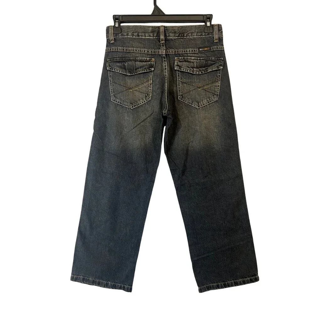 Wrangler Jeans Boys Loose Fit Dark Wash Adjustable Waistband Pants Size 10 - Picture 4 of 13